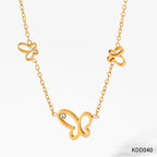 Ins Thin Chain Gold Plated Stainless Steel Three Butterfly Shape Hollow Zircon Necklace My Store