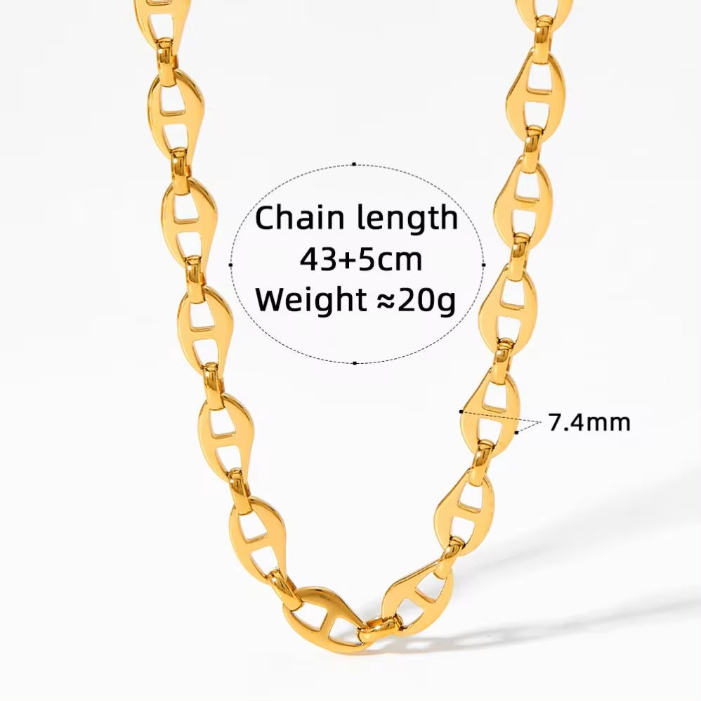 Ins Fashion Gold Plated Stainless Steel Pig Nose Designer Necklace Bracelet Jewelry Set for Women My Store