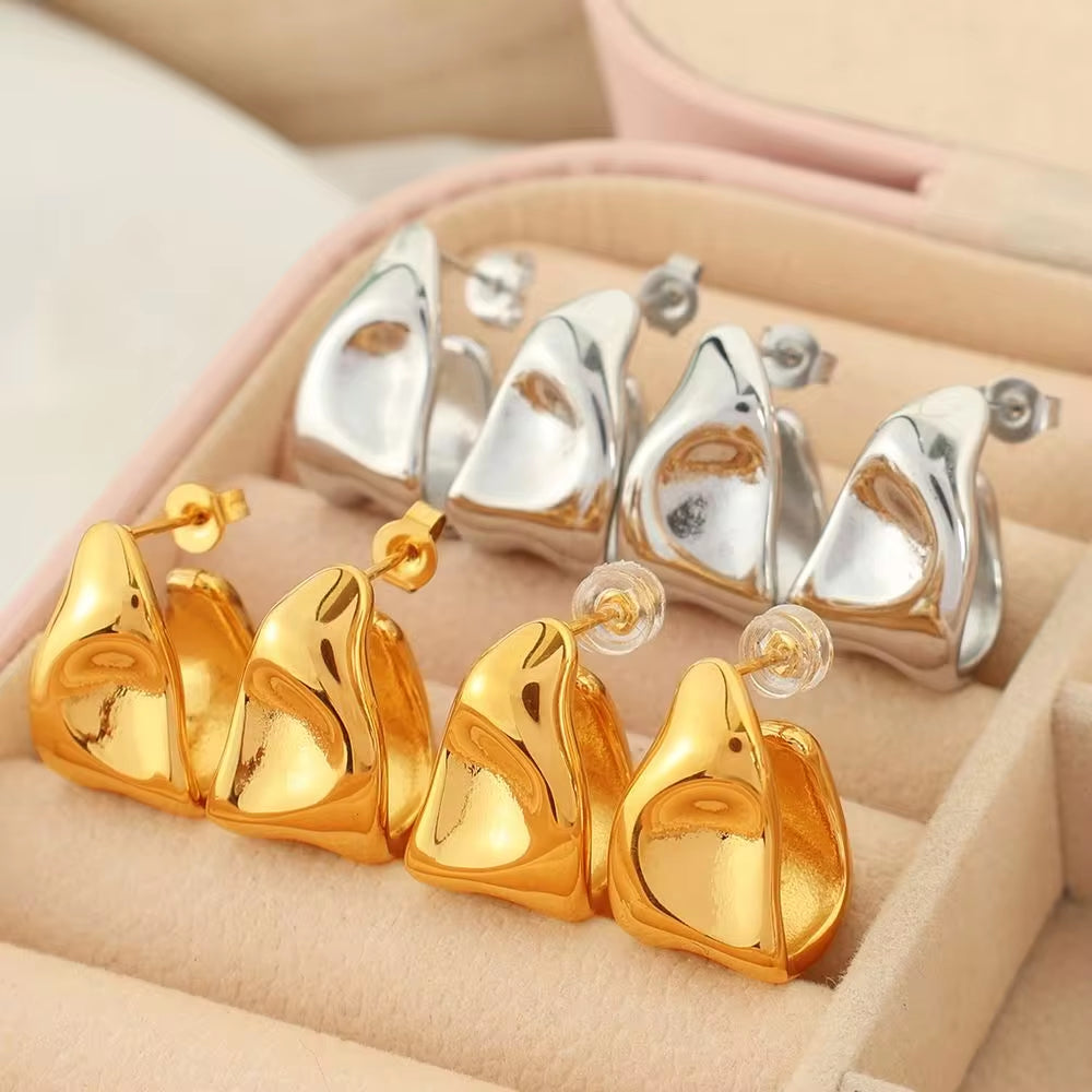 JEWELRY EH291 the Most Competitive Price Creative Simple Glossy Stainless Steel Gold-Plated Earrings My Store
