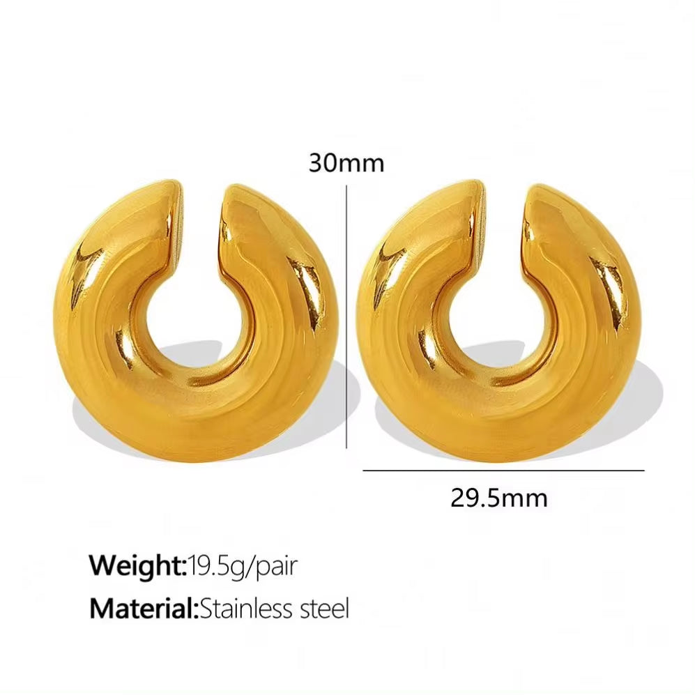 JEWELRY French Ear Bone Clip Stainless Steel Textured Gold Plated Earrings for Women My Store