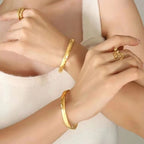 European and American Simple Stainless Steel 18K Gold Plated Jewelry Women Men'S Bracelet My Store