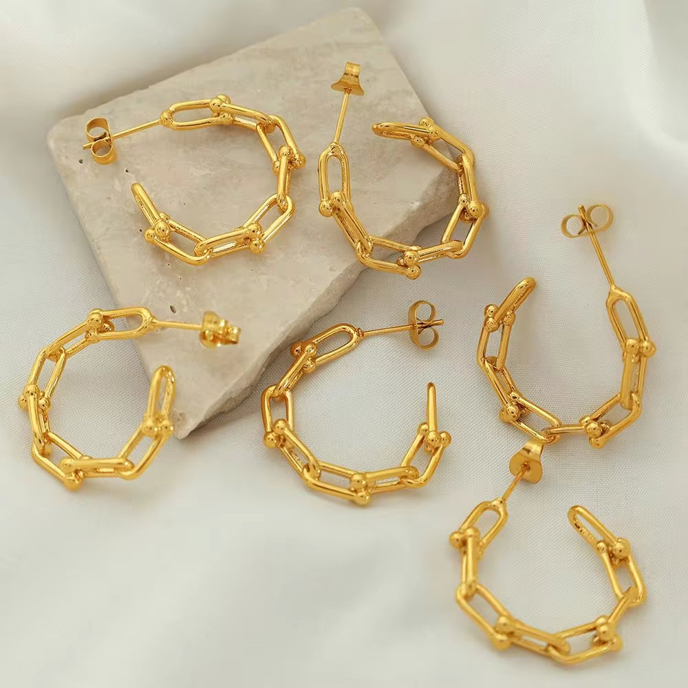 JEWELRY EH218 French Horseshoe Chain Design Earrings C Shaped Earrings Hundred Earrings Women My Store