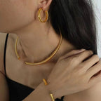 JEWELRY XL34-SZ08-EH34 Fashion Threaded Wide Face Retro Bracelet Stacking Personalized Metal Snake Necklace Earrings My Store