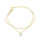 Custom Double Layer 18K Gold Plated Chain Stainless Steel Link Zircon Chain Jewelry Bracelets Ladies My Store