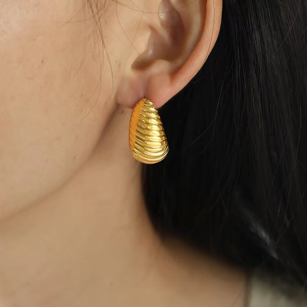 JEWELRY EH43-EH45-EH48 Wholesale Striped Earrings Stainless Steel 18K Gold Plated Fashion Jewelry Earrings for Women My Store