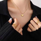 Simple Gold Plating Love Heart Pendant Stainless Steel Heart Necklace for Women My Store