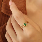 Wholesale Simple Design Fashion Geometric Jewelry Stainless Steel 18K Gold Double Chain Zircon Women Adjustable Wedding My Store