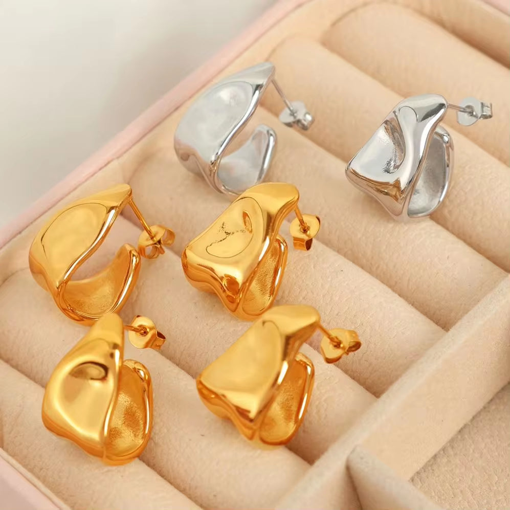 JEWELRY EH291 the Most Competitive Price Creative Simple Glossy Stainless Steel Gold-Plated Earrings My Store