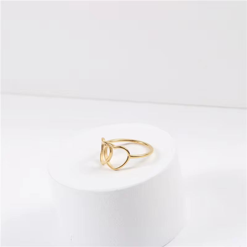 High End 18K PVD Gold Plated Double Heart Rings Stainless Steel Jewelry Women Gift My Store
