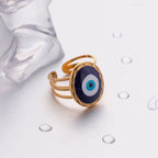 Jewelry 18K Gold Plated Three Layer Eye Ring Stainless Steel Blue Enamel Evil Eyes Stacking Rings My Store