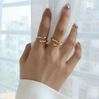 18K Gold Plated Cute Hand Hug Stainless Steel Embrace Hug Finger Open Ring Women My Store