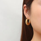 Wholesale Waterproof 18K PVD Stainless Steel Chunky Hollow Croissant Hoop Earring Statement Earring FJER0002 My Store