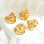 Fashion Jewelry Luxury Cubic Zirconia Stainless Steel 18K Gold Plated Love Heart Stud Earrings Charm Women My Store