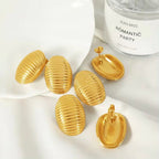 JEWELRY EH186 French Multi-Layer Pleated Openwork Textured Stainless Steel Earrings Tide My Store