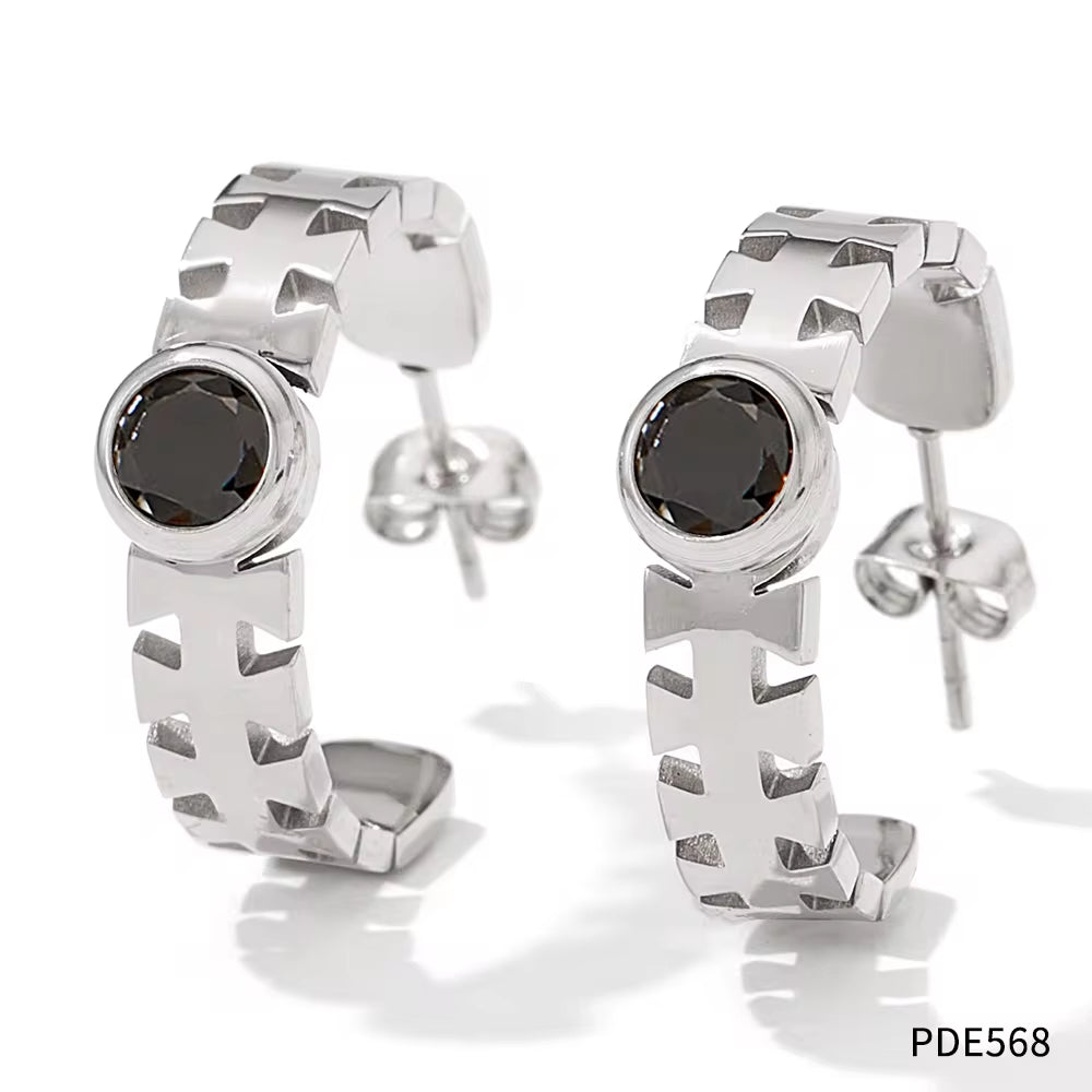 Wholesale Tarnish Free Jewelry 18K Gold Plated Stainless Steel Hook Earrings Colorful Cz Crystal Hoop Earrings for Women My Store