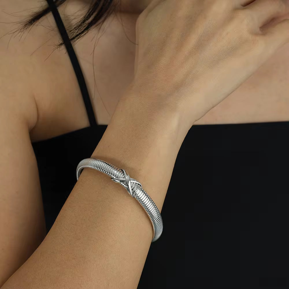 JEWELRY SZ09 New Stretch Snake Bone Bangles Simple Stainless Steel Bangles My Store