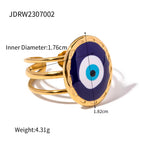 Jewelry 18K Gold Plated Three Layer Eye Ring Stainless Steel Blue Enamel Evil Eyes Stacking Rings My Store