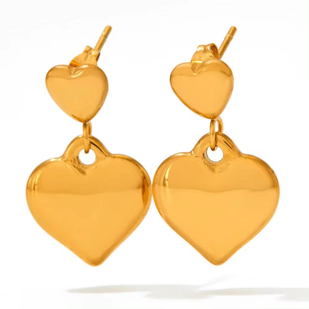 18K Gold Plated Chunky Heart Earring Tarnish Free Stainless Steel Earring Women Jewelry My Store