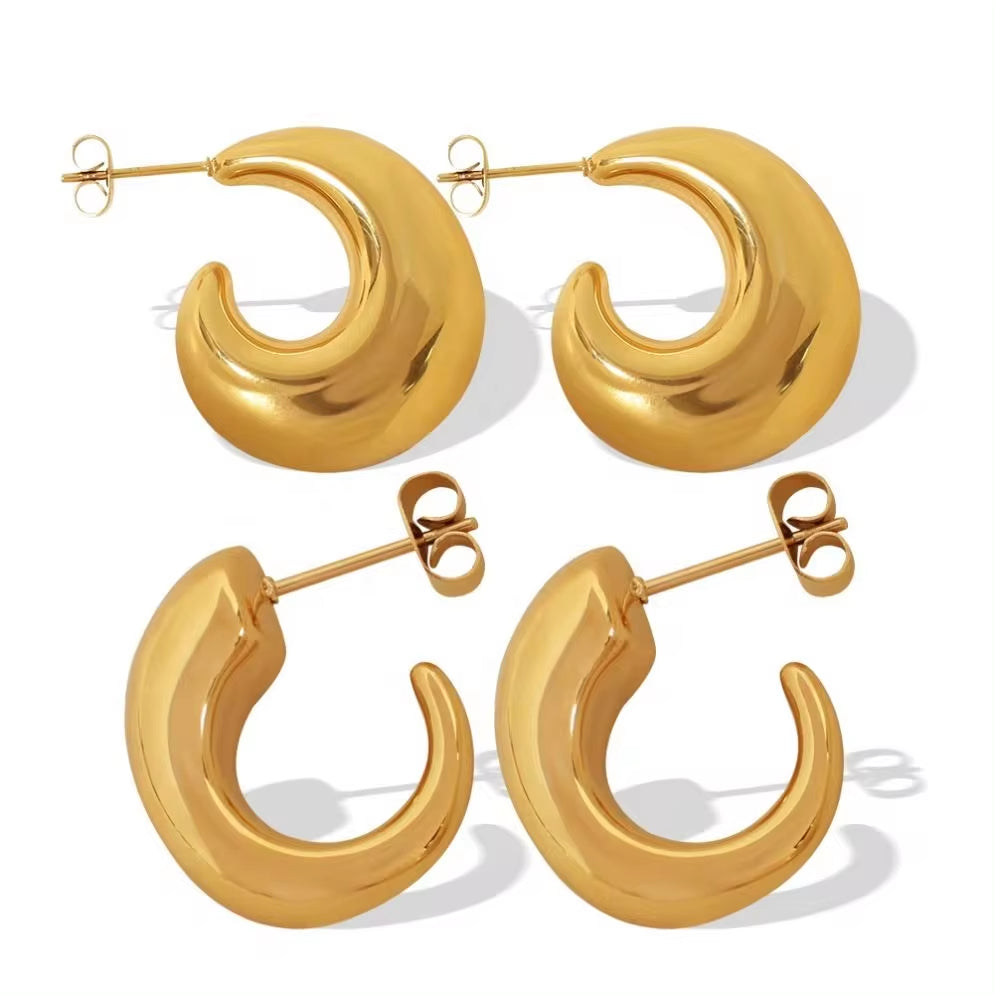 JEWELRY EH230-1 French Haute Sense of 18K Gold C-Shaped Hollow Earrings Geometric Minimalist Earrings for Women My Store