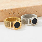 Ins Fashion 8Mm Wide Women&Men Watch Band Ring Stainless Steel Mesh Roman Numeral Shell Ring My Store