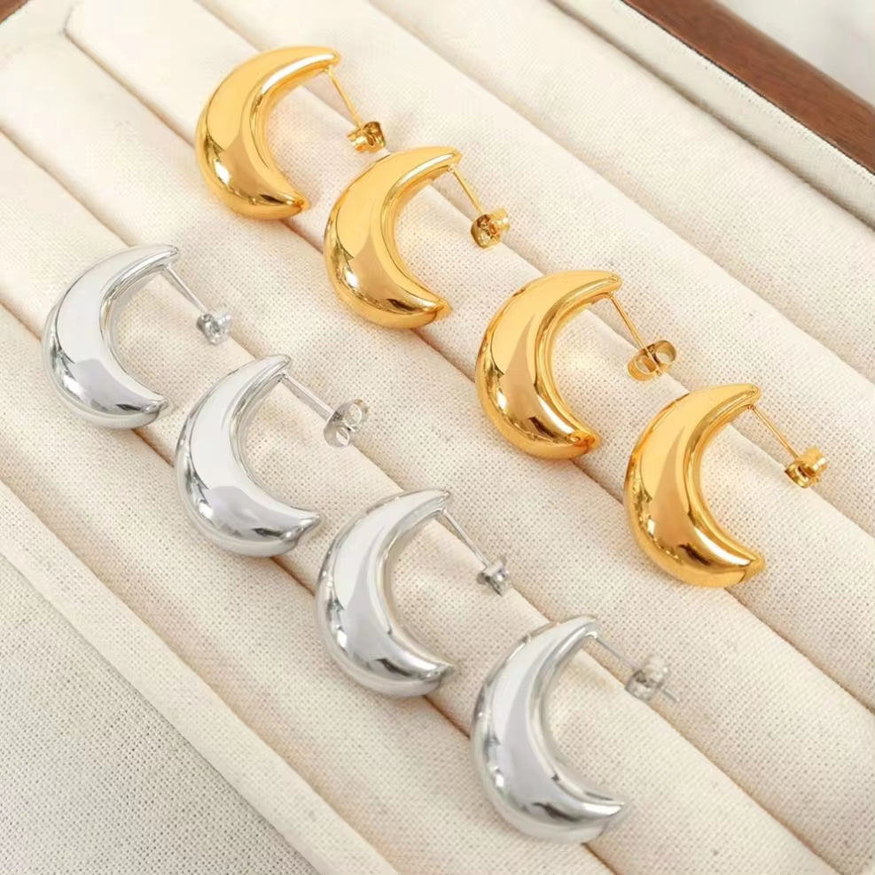 JEWELRY EH284 Factory Hot Sale Stainless Steel Earrings Premium Earrings 18 Gold Moon Earrings My Store