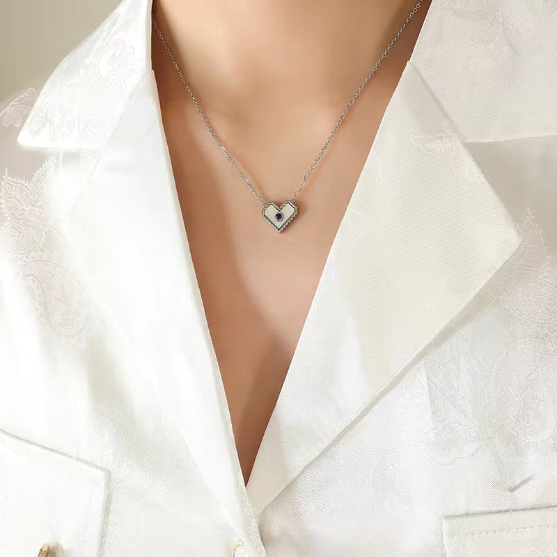 Stainless Steel Shell Heart Zircon Pendant Necklace Simple Gold 18K Necklace for Women My Store