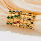 Waterproof Charm Fashion Jewelry 18K Gold Plated Stainless Steel Green Colorful Cubic Zirconia Hoop Earrings Women My Store