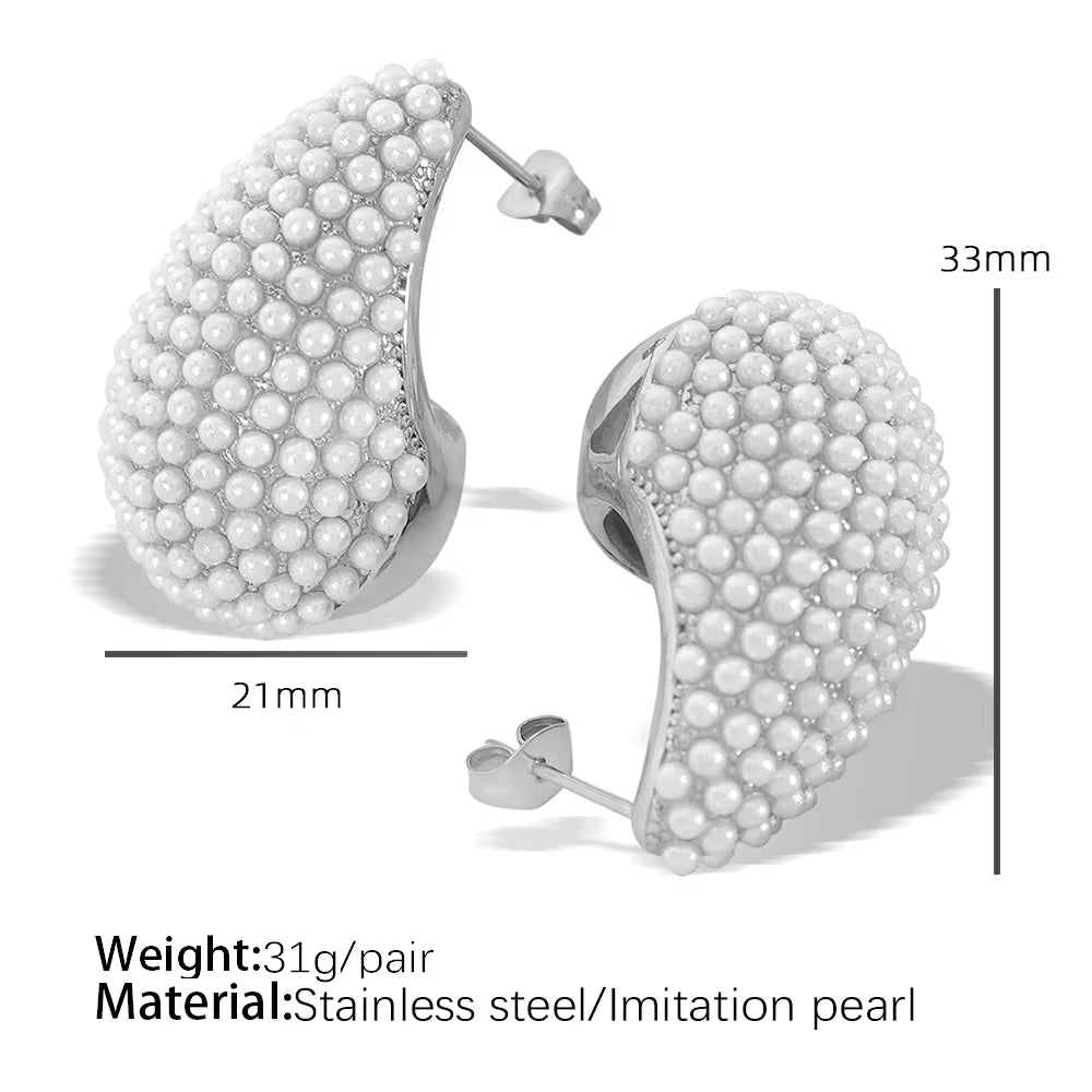 JEWELRY EH200-1 French Gold Large Teardrop Earrings Set Diamond Gum Bead Earrings Exaggerated Earrings My Store