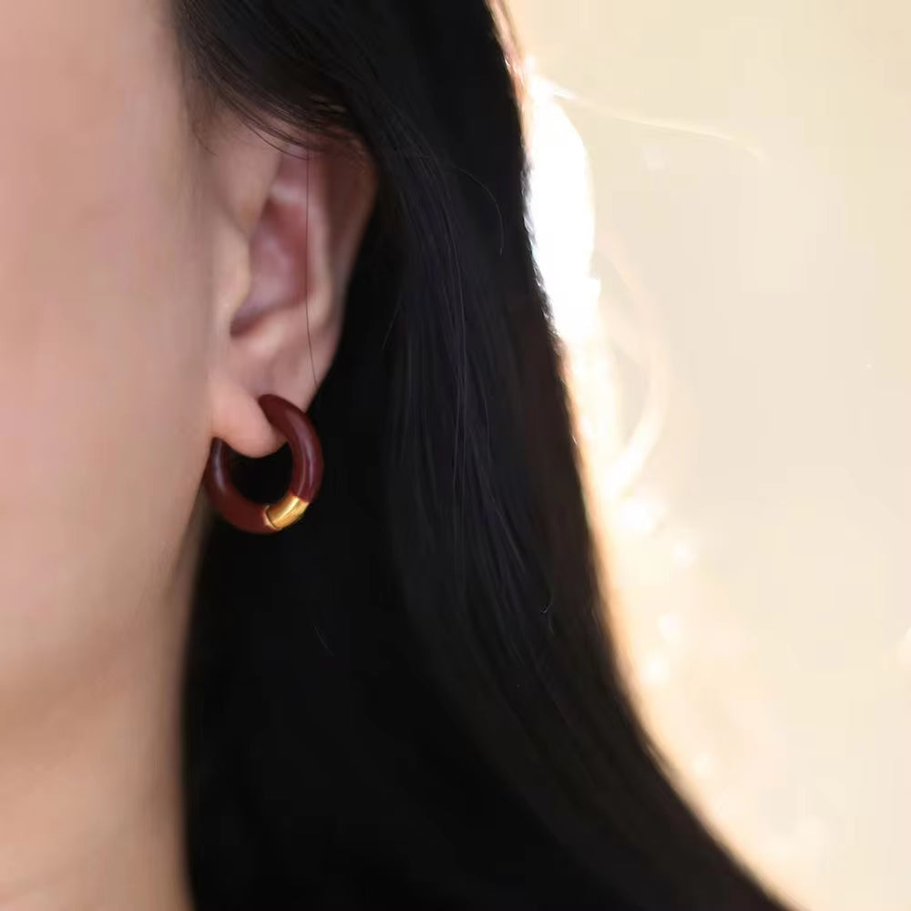 French Stainless Steel Enamel Hoop 18K Gold Plating Colorful Oil Dripping Huggie Clip on Earring for Girls My Store