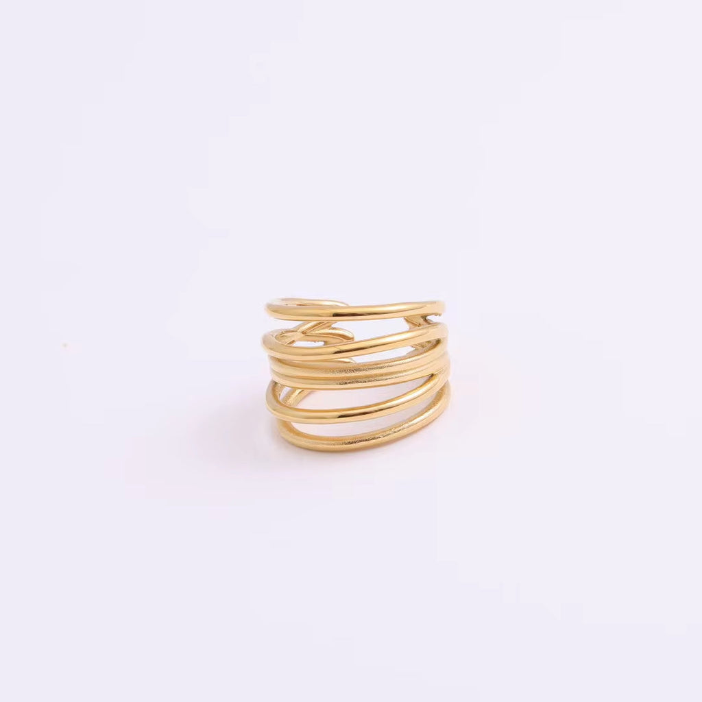 Hot Sale Women Fashion Minimalist Design High Quality Jewelry 18K Gold Plated Stainless Steel Stacking Multi Layers Ring My Store