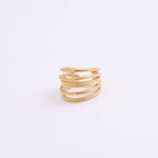 Hot Sale Women Fashion Minimalist Design High Quality Jewelry 18K Gold Plated Stainless Steel Stacking Multi Layers Ring My Store