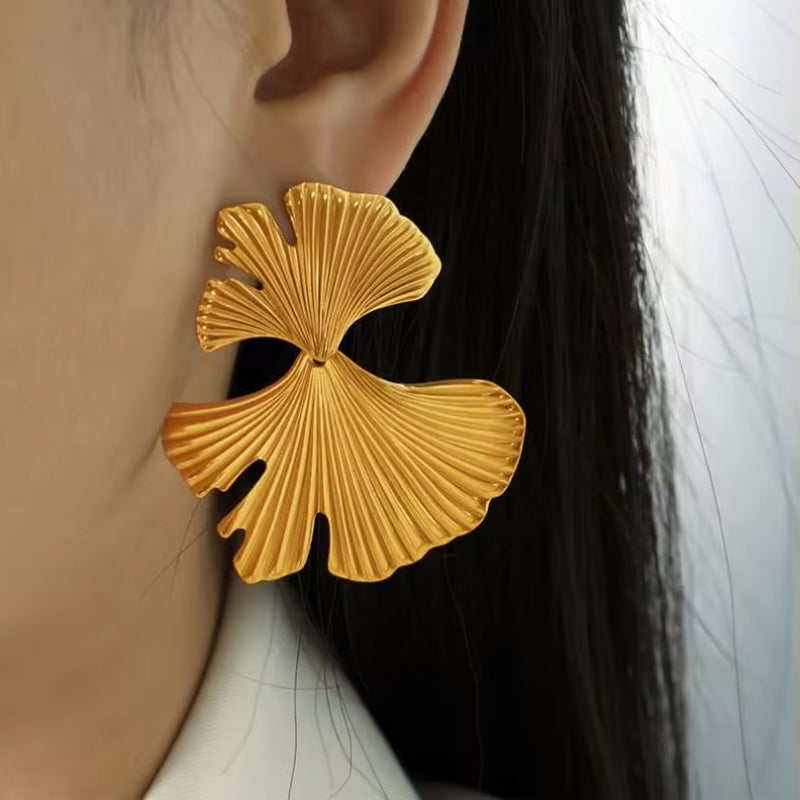 JEWELRY EH153 Fashion Ginkgo Leaf Earrings Niche Vintage Gold Leaf Earrings Premium Earrings My Store