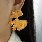 JEWELRY EH153 Fashion Ginkgo Leaf Earrings Niche Vintage Gold Leaf Earrings Premium Earrings My Store
