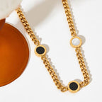 Shell Black White Cuban Chain Necklace Fashion Stainless Steel Jewelry for Women My Store