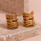 Vintage Multilayer Ear Cuffs Gold Plated Clip on Earrings Stainless Steel Jewelry Wholesale My Store