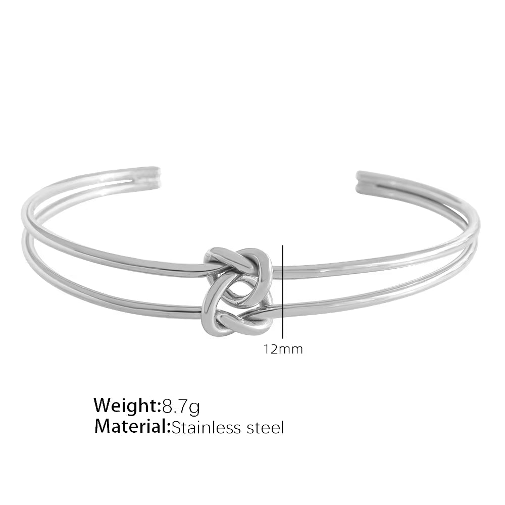 JEWELRY SZ45-7-SZ51 Hot Sale Vintage Fashion Stainless Steel Open Bangle Twist Knot C Shape Bangle for Women My Store