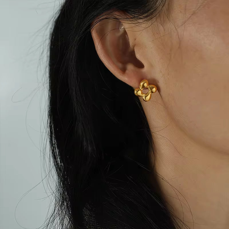 JEWELRY XL33-EH26 Hot Selling Rotating Flower Stainless Steel Necklace Earrings Set Fashion Necklace for Women My Store