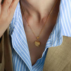 JEWELRY XL03 French Love Heart Peach Heart Striped Collarbone Chain Plated with 18K Gold Stainless Steel Necklace My Store