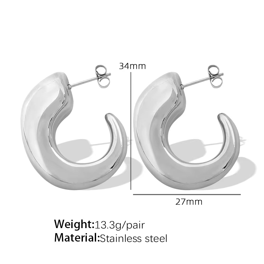 JEWELRY EH230-1 French Haute Sense of 18K Gold C-Shaped Hollow Earrings Geometric Minimalist Earrings for Women My Store