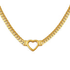 18K PVD Gold Plated Heart Shape Stainless Steel Cuban Chain Necklace Tarnish Free & Waterproof Jewelry My Store