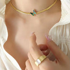 Y2K Custom Gold Plated Fashion Jewelry Long Curb Chain Enamel Pendant Butterfly Necklace Stainless Steel Women My Store