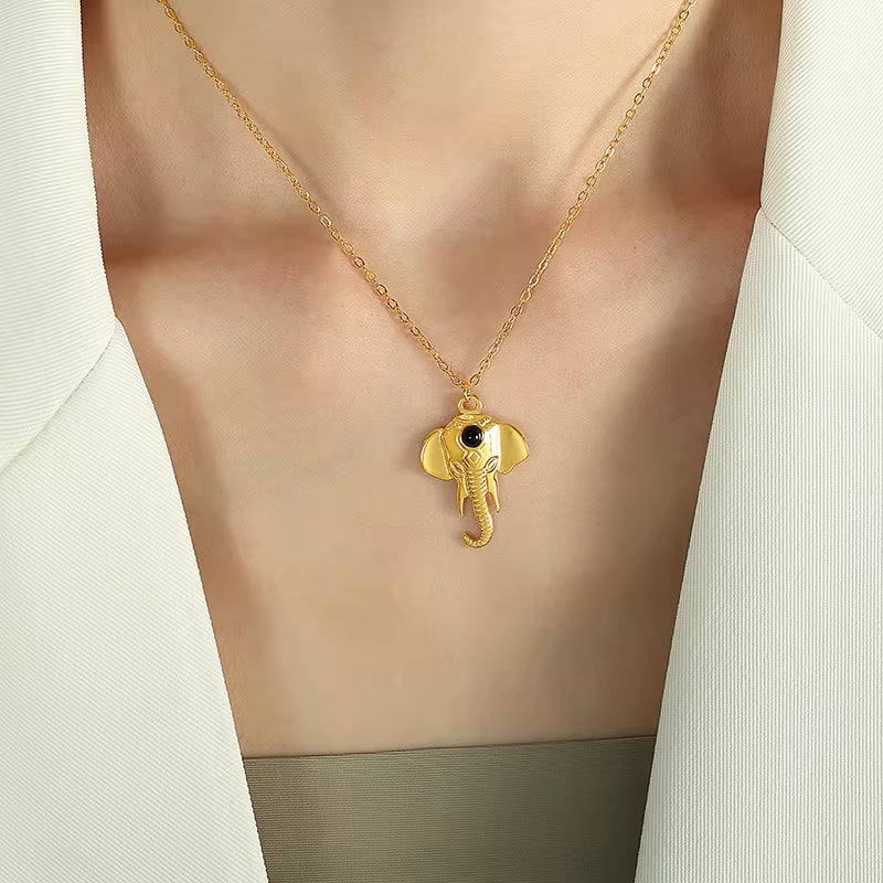 JEWELRY XL60 Trendy Elephant Pendant Collarbone Chain Fashion Modern Feeling Plated 18K Gold Necklace My Store