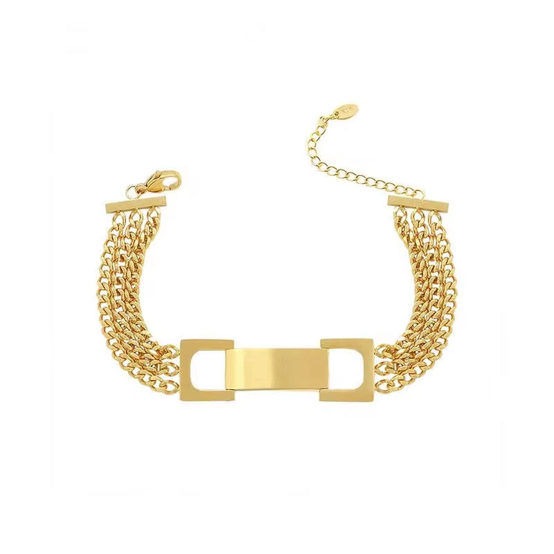 Fashion Bracelet Bangle 18 K Gold Plated Stainless Steel Jewelry Metal Clasp Cuban Bracelet for Girls My Store