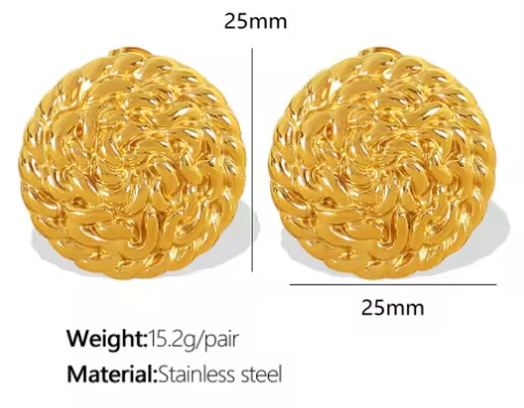 JEWELRY EH189 the Newest Stainless Steel 18K Gold Earrings French Vintage Disc Embossed Earrings for Women My Store