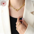 18K PVD Gold Plated Heart Shape Stainless Steel Cuban Chain Necklace Tarnish Free & Waterproof Jewelry My Store