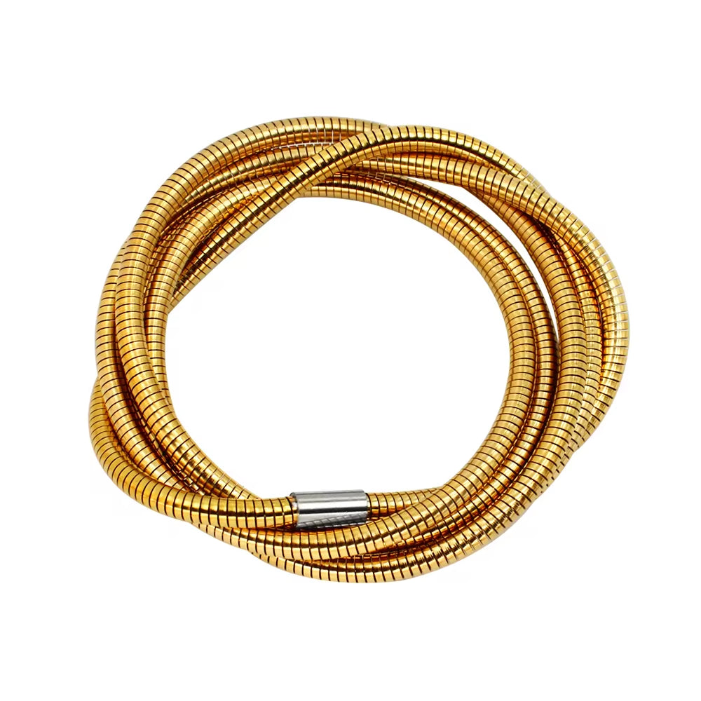 Trendy Stainless Steel Multi-Layer Spiral Bracelet Fashion 18K Gold Plated Jewelry High Quality Low MOQ My Store