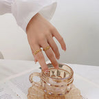 Fashion Simple Design 18K Real Gold Plating Stainless Steel Fashion Women Gold Rings My Store