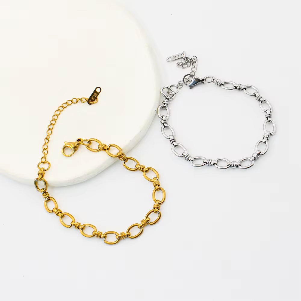 Waterproof Adjustable O-Link Chain Bangles 18K Gold Plated Stainless Steel Lobster Clasp Bracelet My Store