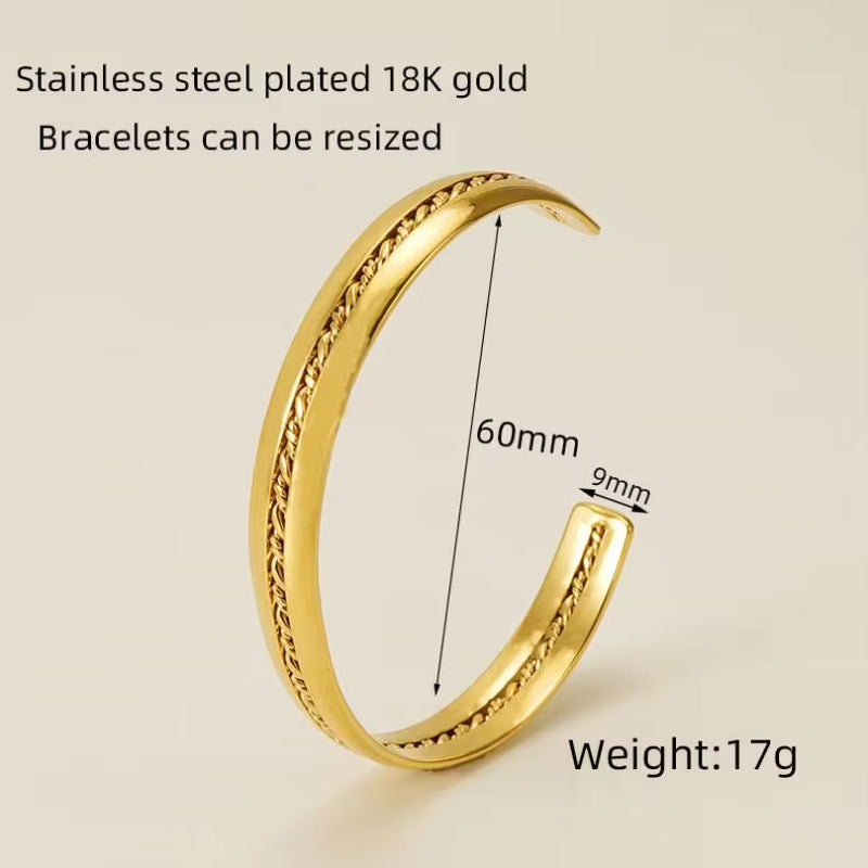 Custom Waterproof Jewelry Stainless Steel Cuban Chain 18K Gold Plated Bracelet for Women Ladies Bracelet Sets My Store