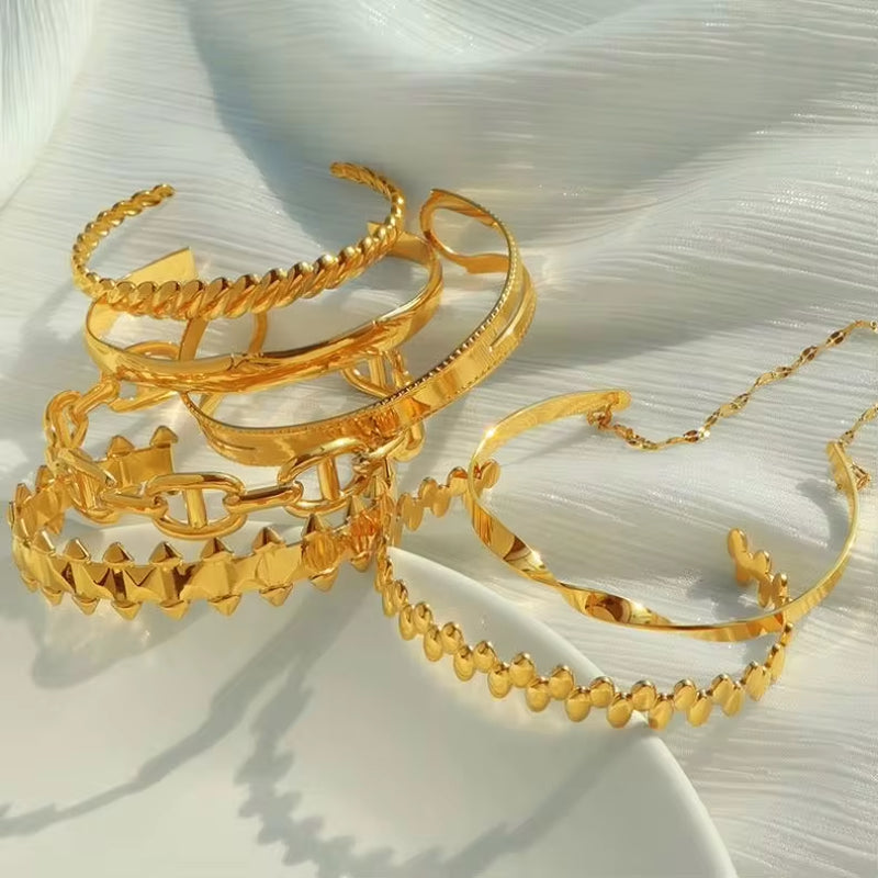 JEWELRY SZ29-35 2024 Fashion Stainless Steel Open Bangle Exaggerated Irregular Bangle My Store